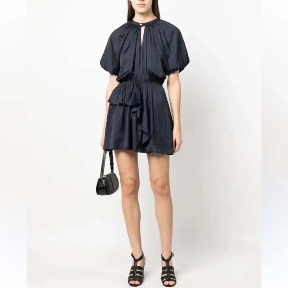 $498 Zadig&Voltaire Romina puff-sleeve ruched mini dress FLAWED